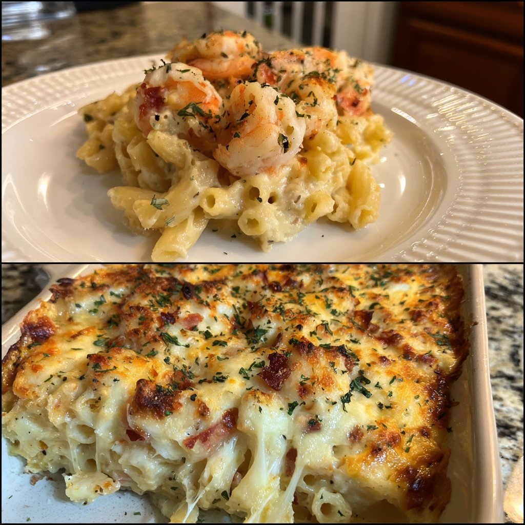 Easy Shrimp Alfredo Bake