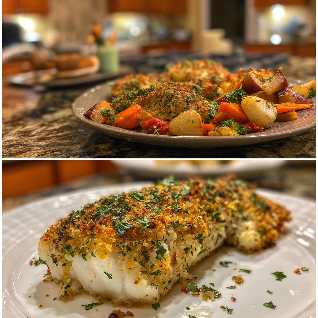 Herb-Crusted Cod with Veggies